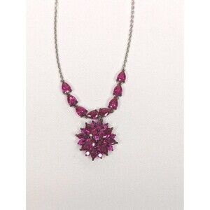 JTV Necklace - Oval Cabochon Star Ruby, Red, Sterling Silver